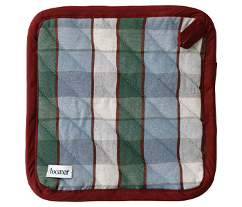 loomer / Cotton-Linen Checked Fabric Pot Mat