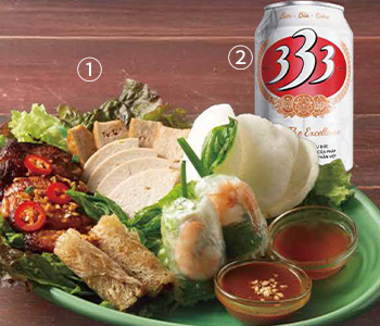 ベトナム惣菜6種盛り合わせ　333ビール