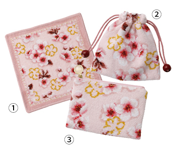 ①ハンカチ ②ミニ巾着 ③ティッシュポーチ