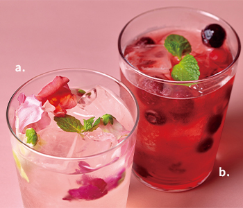 春を彩るウィキッドソーダ a. ローズレモネード b. ラズベリーレモネード